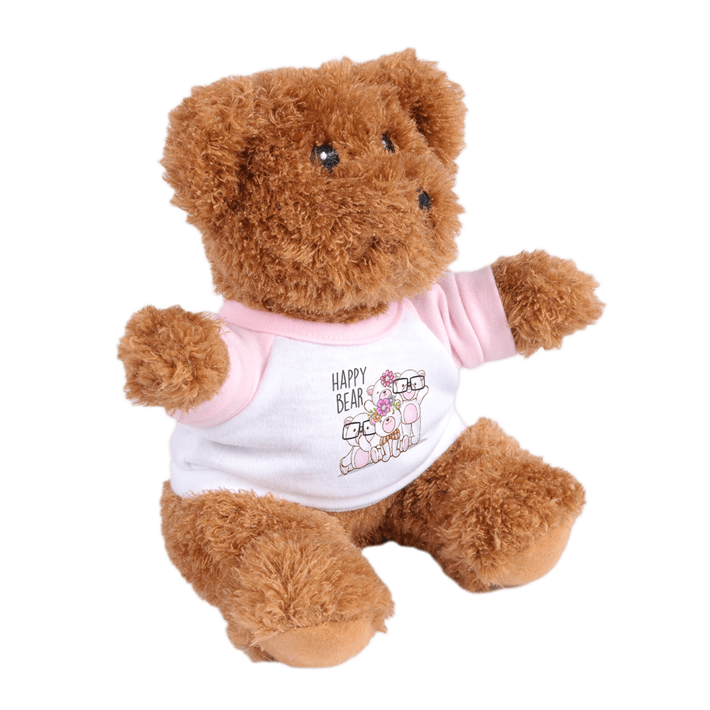 BROWN PLUSH BEAR wearing white t shirt sold separately
