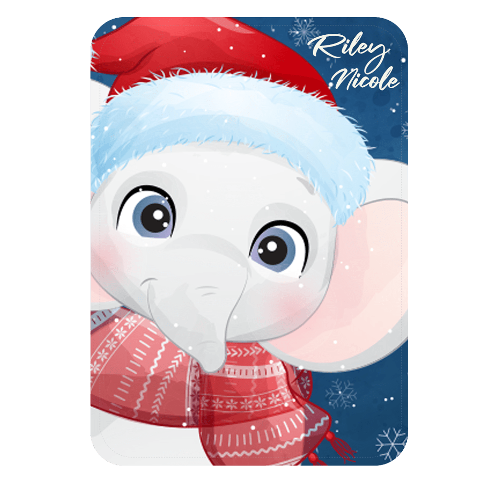 Winter elephant design on baby blanket