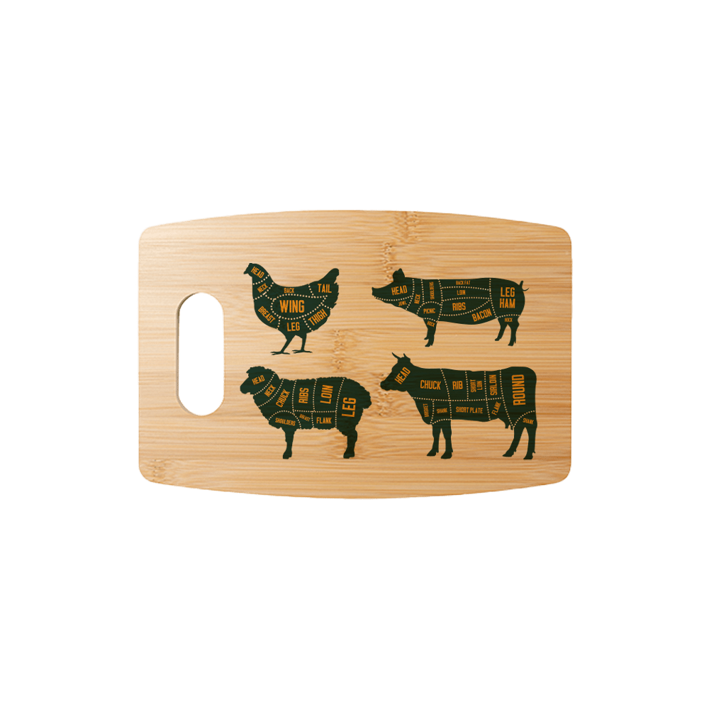 Meat Cuts Bamboo Cutting Board