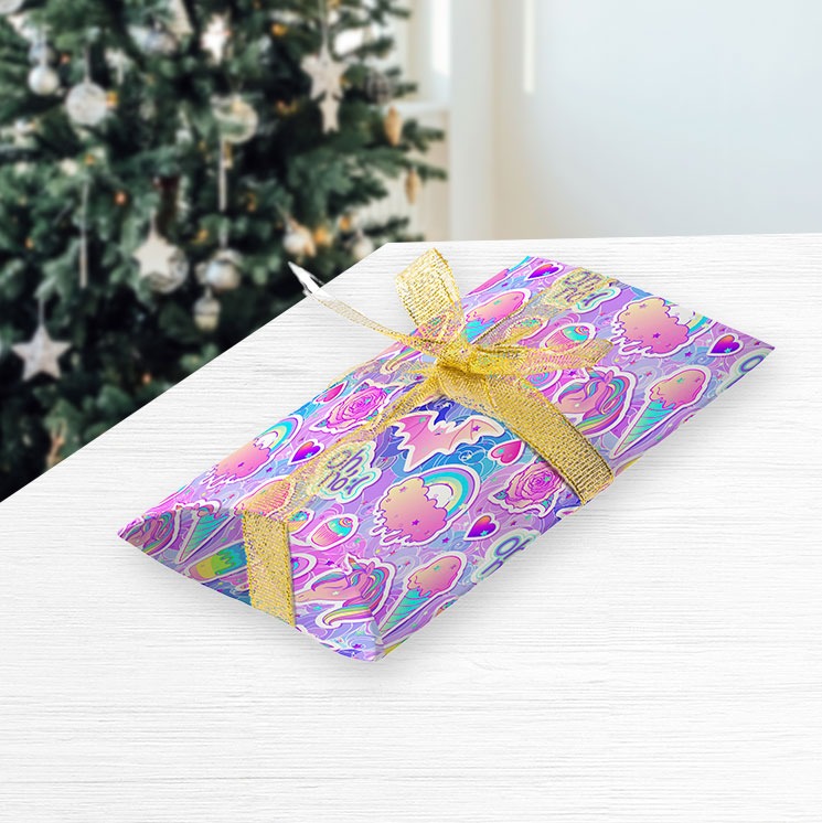 Gift box sitting on table