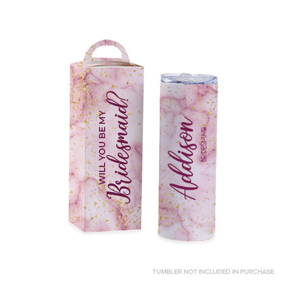 Personalized bridesmaid tumbler and matching gift box