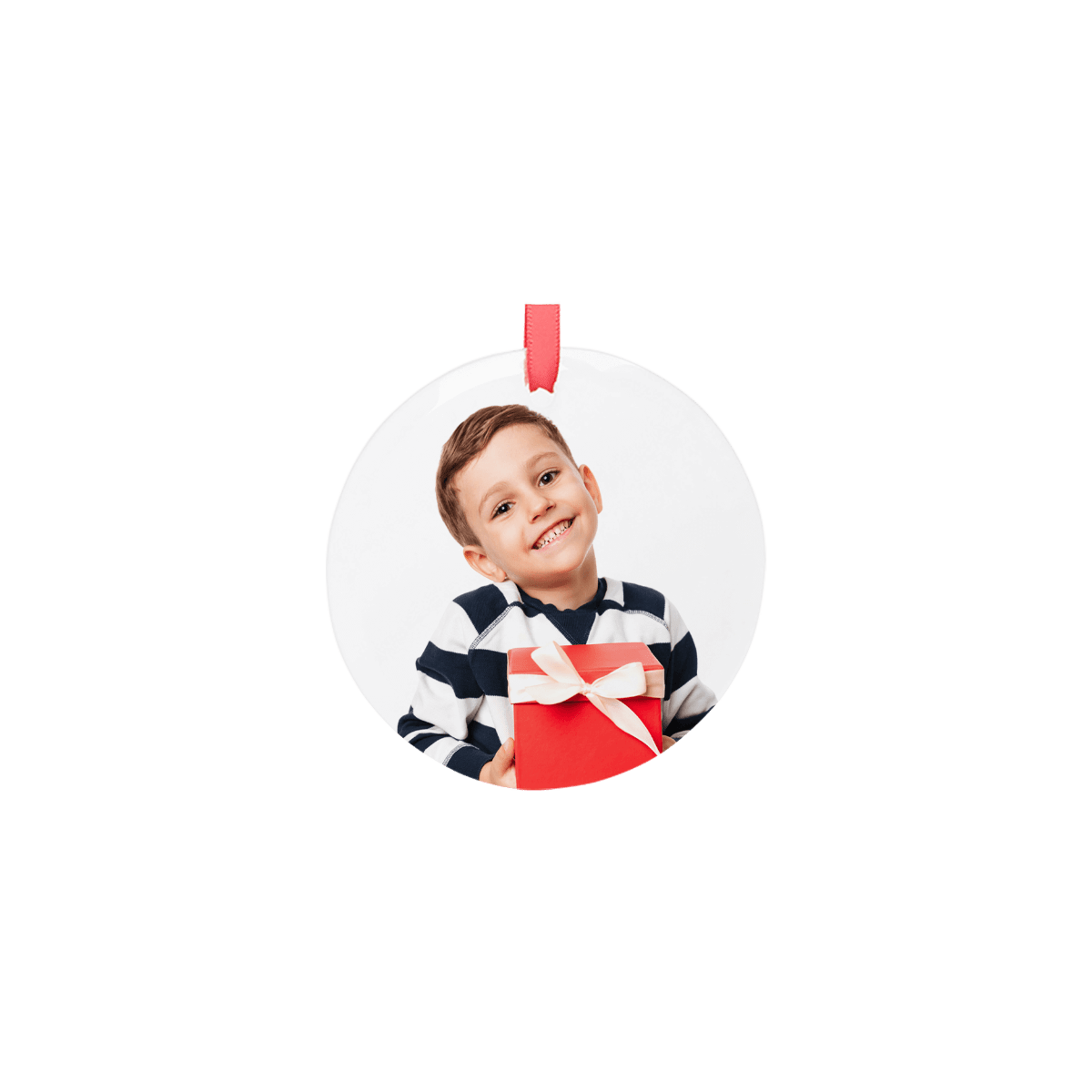 Circle glass ornament with child's photo