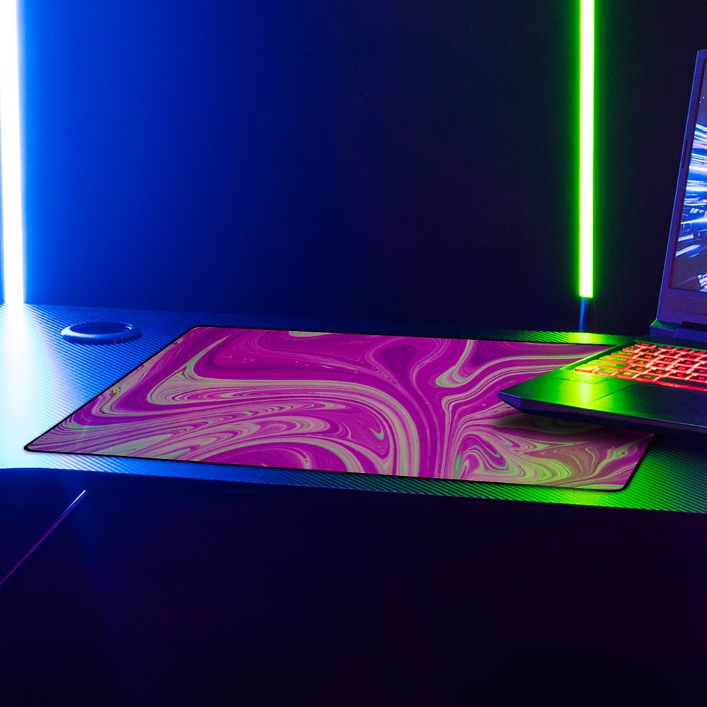 Desk with desk mat and laptop