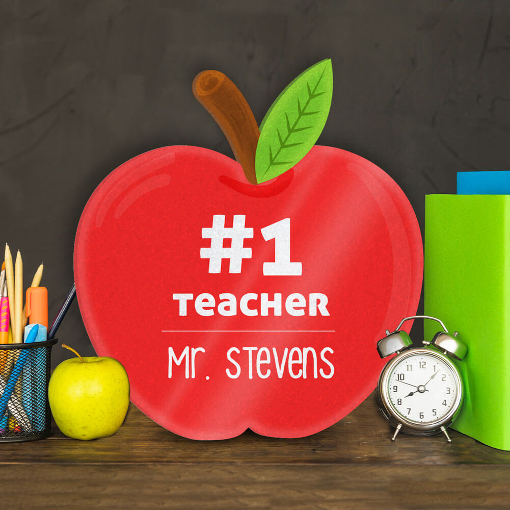 Number one teacher apple on desk