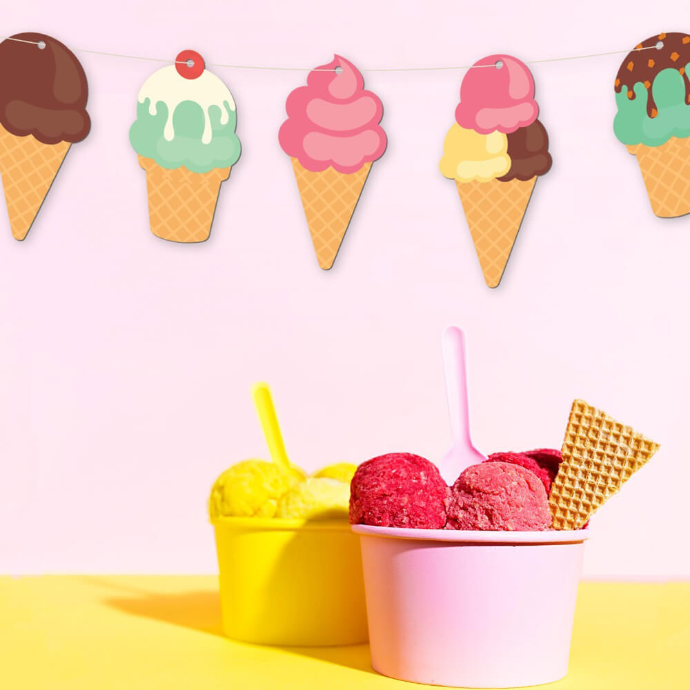 Ice cream on table