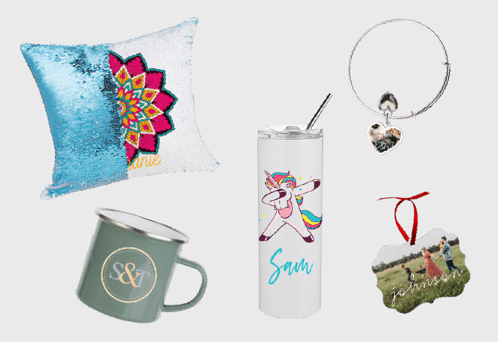 Variety of sublimated items