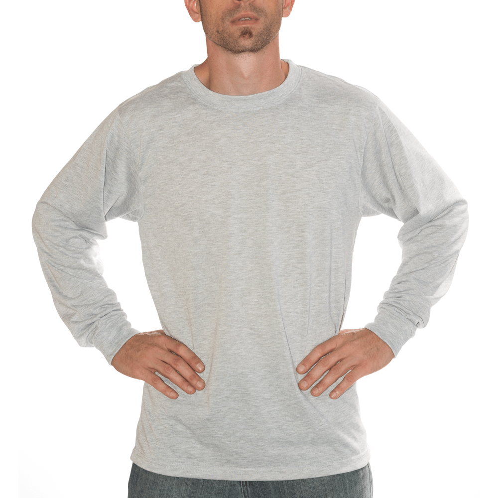 XL ASH HEATHER LONG SLEEVE T BASIC PERFORMANCE LS TEE ADULT VAPOR (6/PKG)