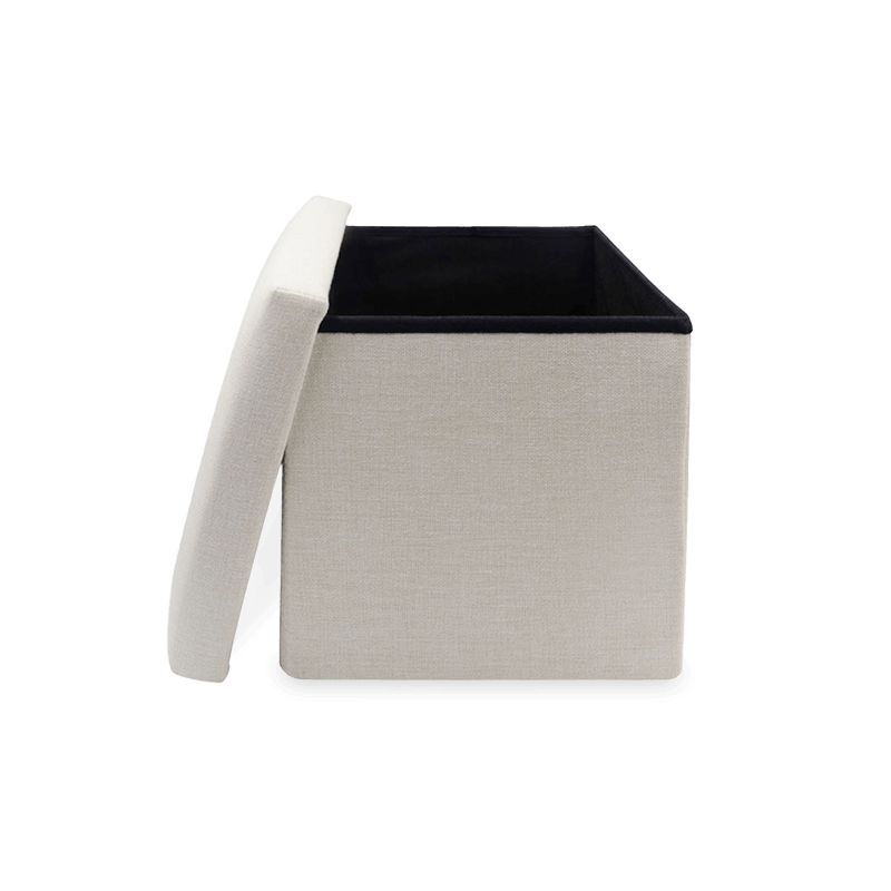 Blank linen storage cube with lid off