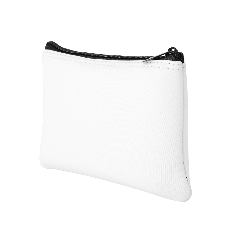  White pouch with black zipper size angle