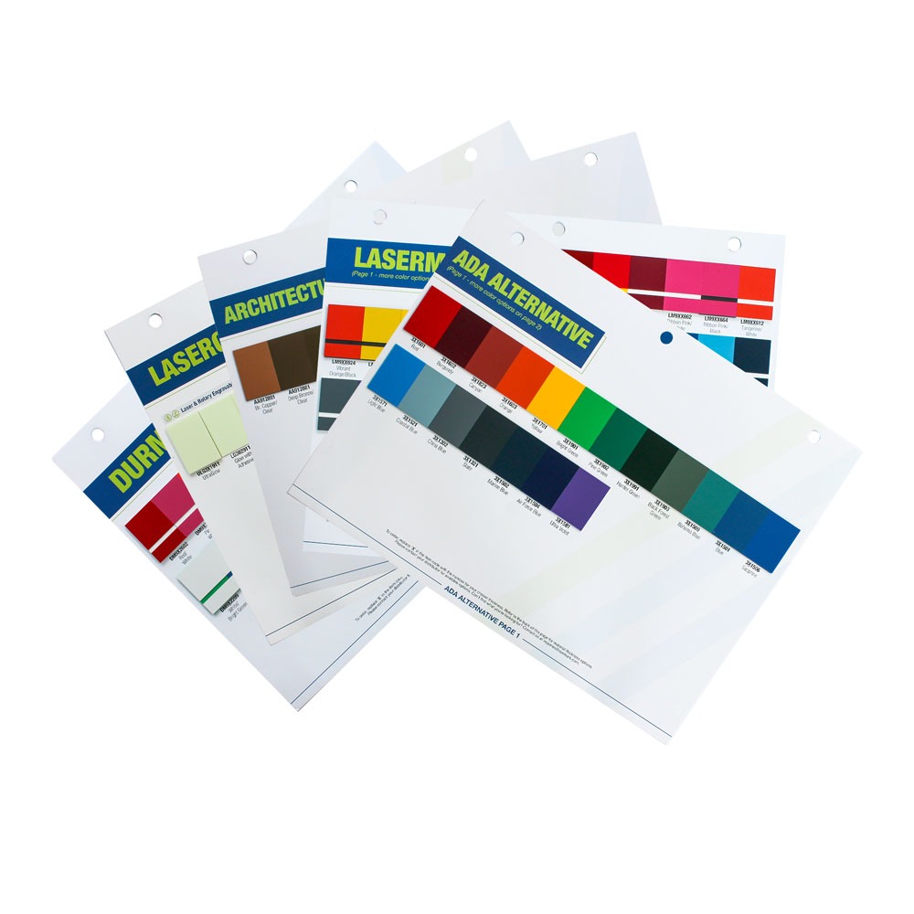 Rowmark swatch book pages