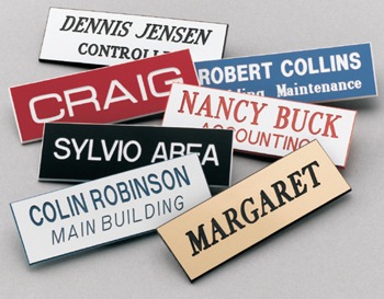1 X 3 WHITE/BLACK NAME BADGES SCOTT  SQUARE CORNERS