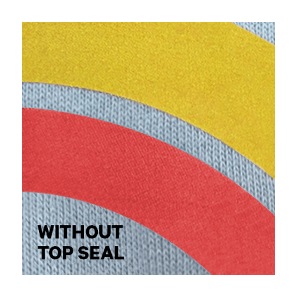 close up of fabric without top seal