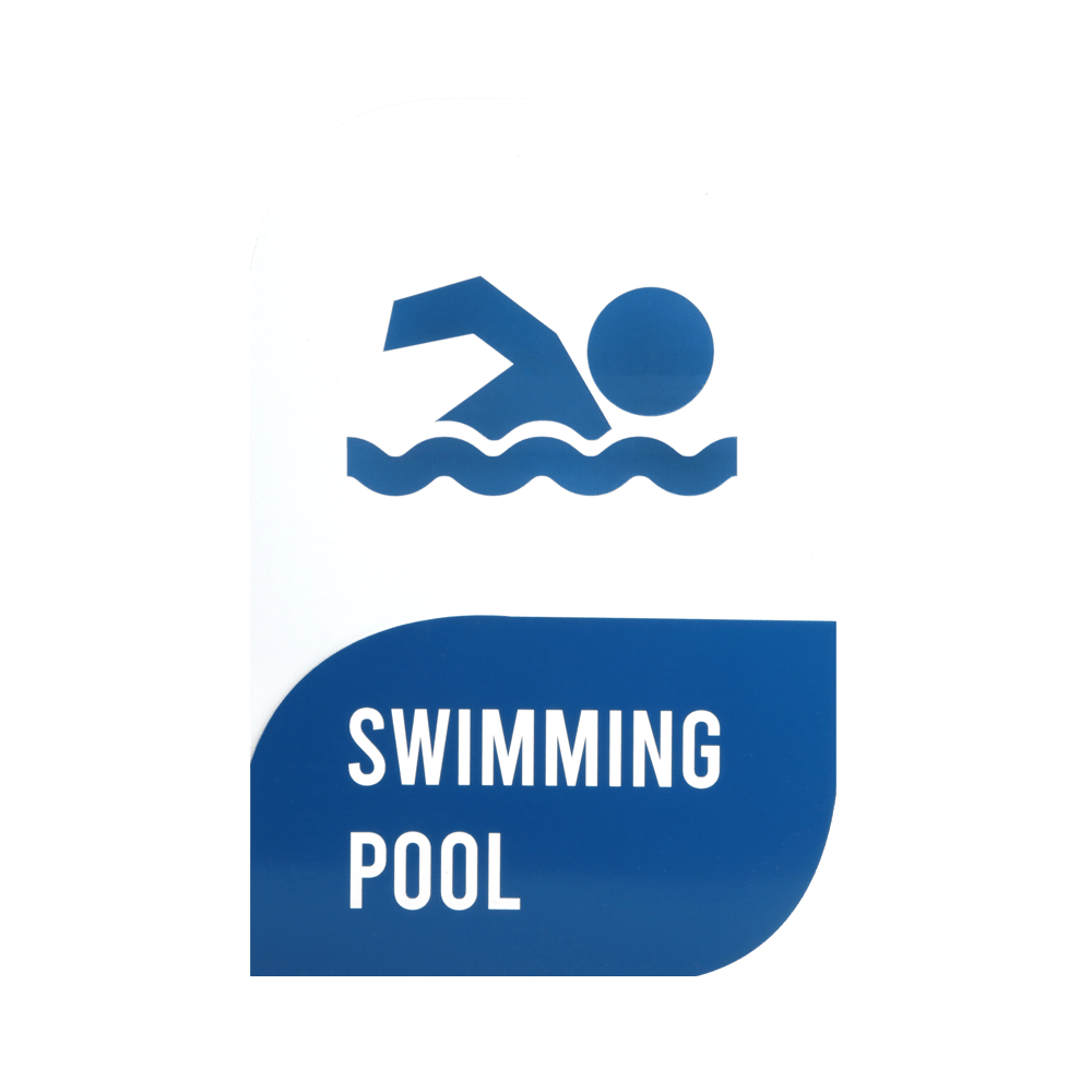 Swimming Pool sign with swimming icon