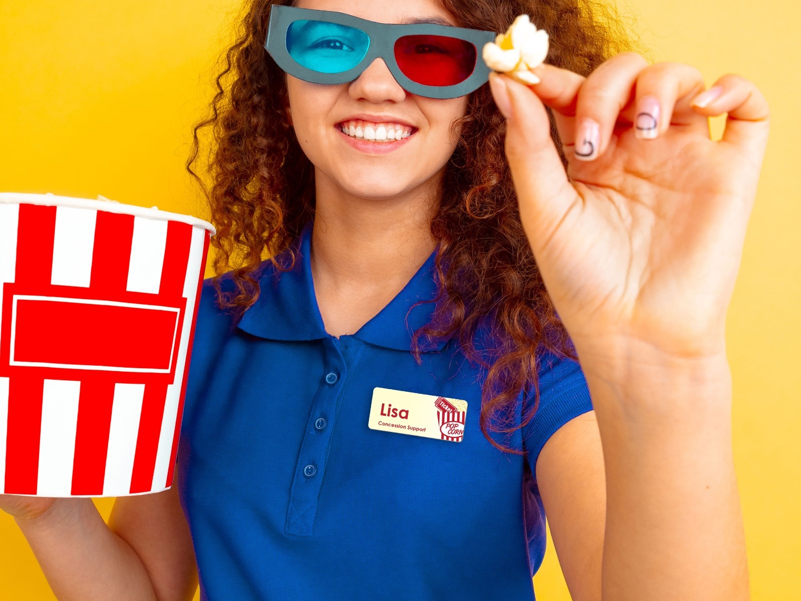 Name badge on girl