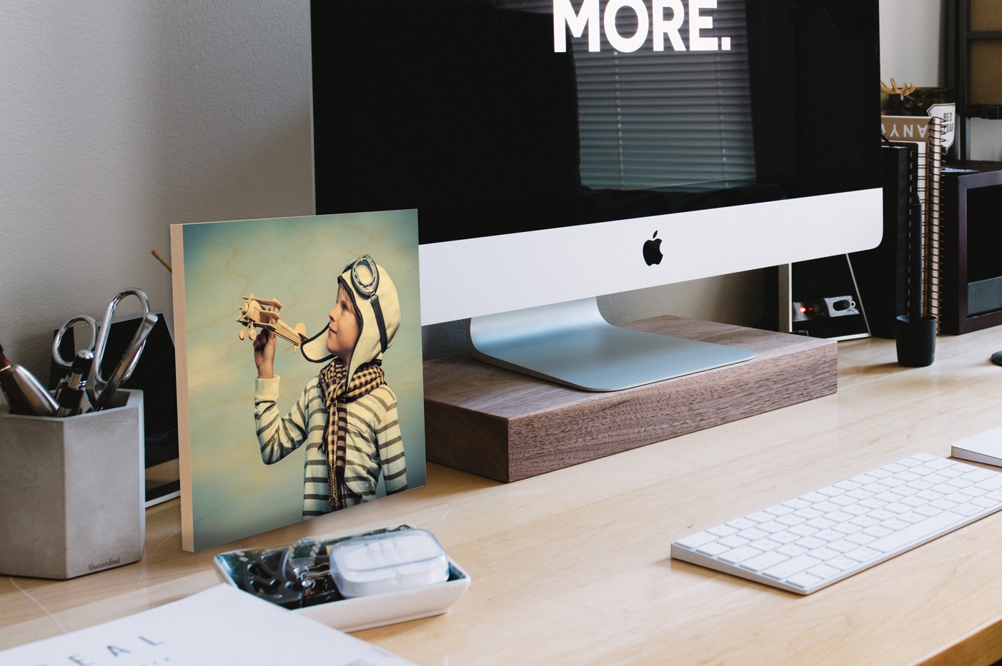 Photo panel on desk