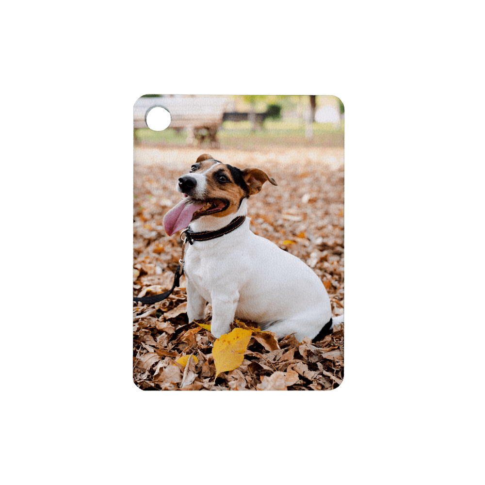 Rectangle keychain with dog image