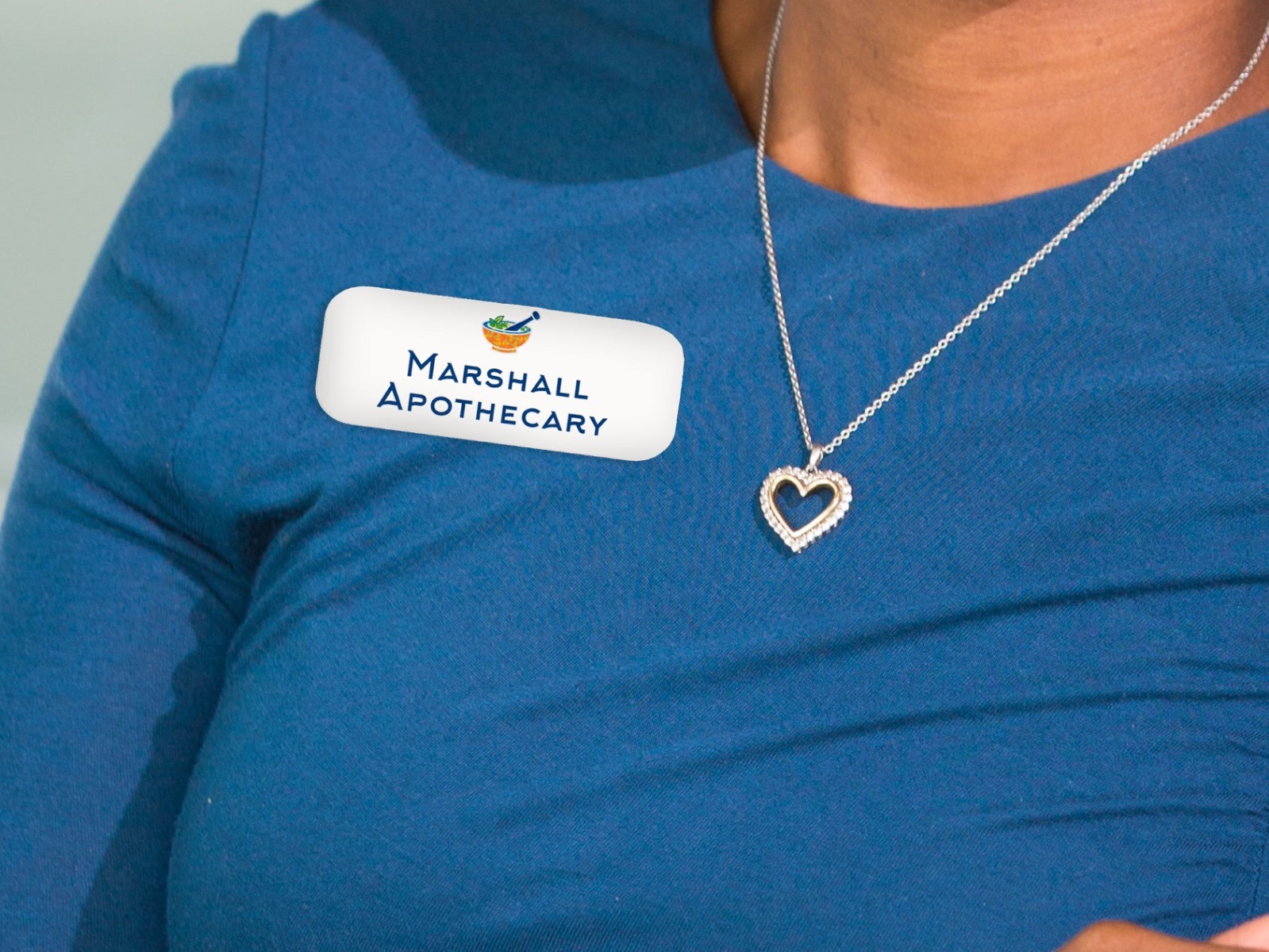 Name badge on person