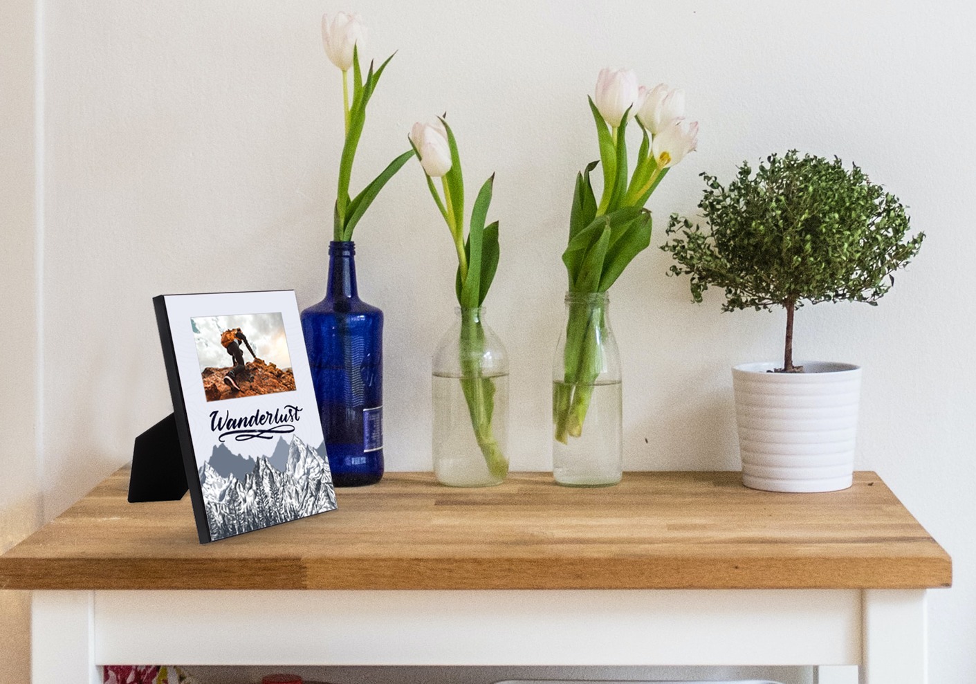 Personalized picture frame on table