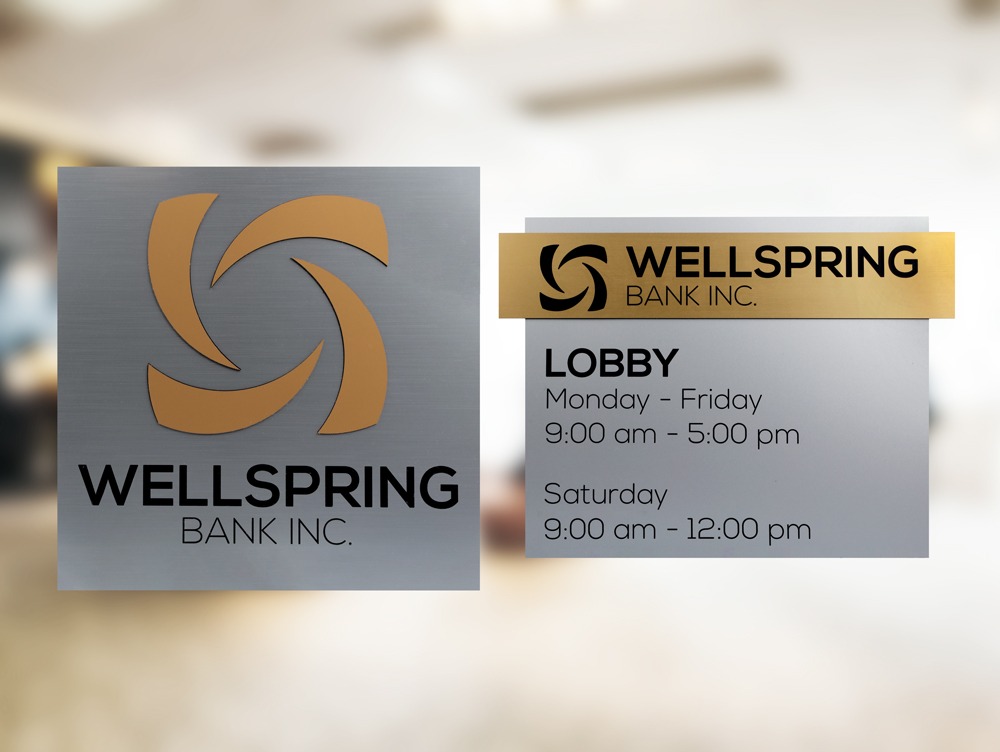 Kit of signs for a bank