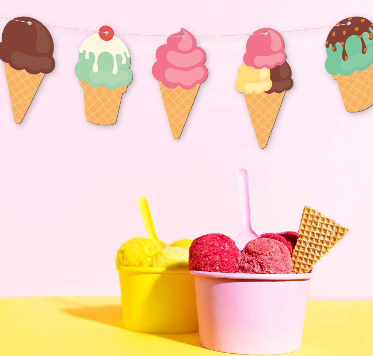 White hardboard as icecream cones