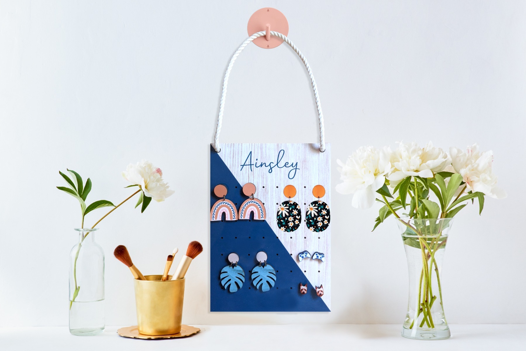 Hardboard as earrings