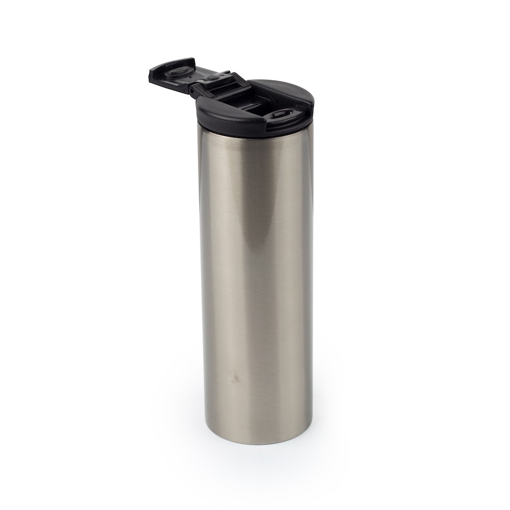 Blank stainless steel flask bottle with lid open