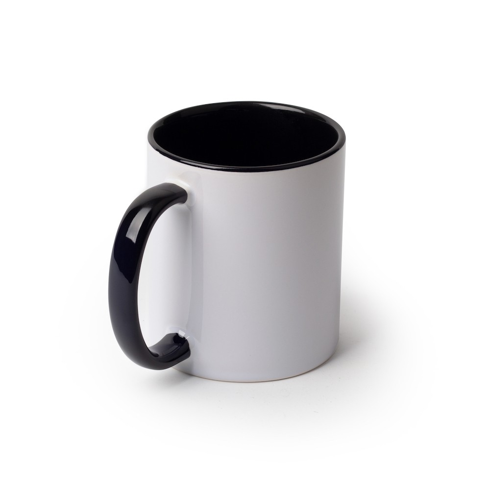 Blank black inner color mug handle view