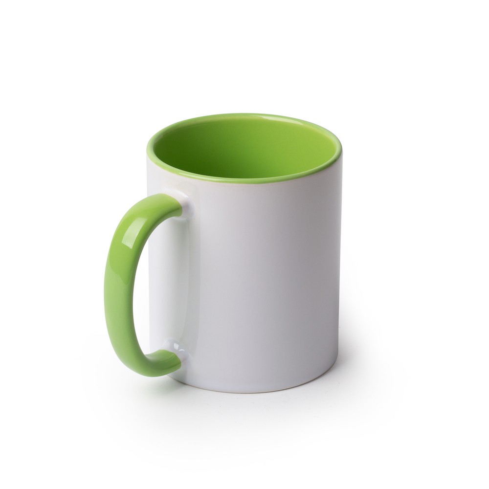 Blank light green inner color mug handle view