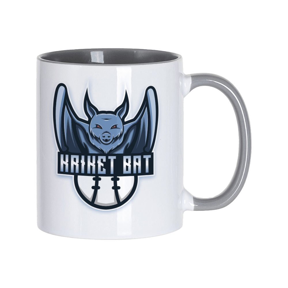 grey inner color mug with bat baseball logo