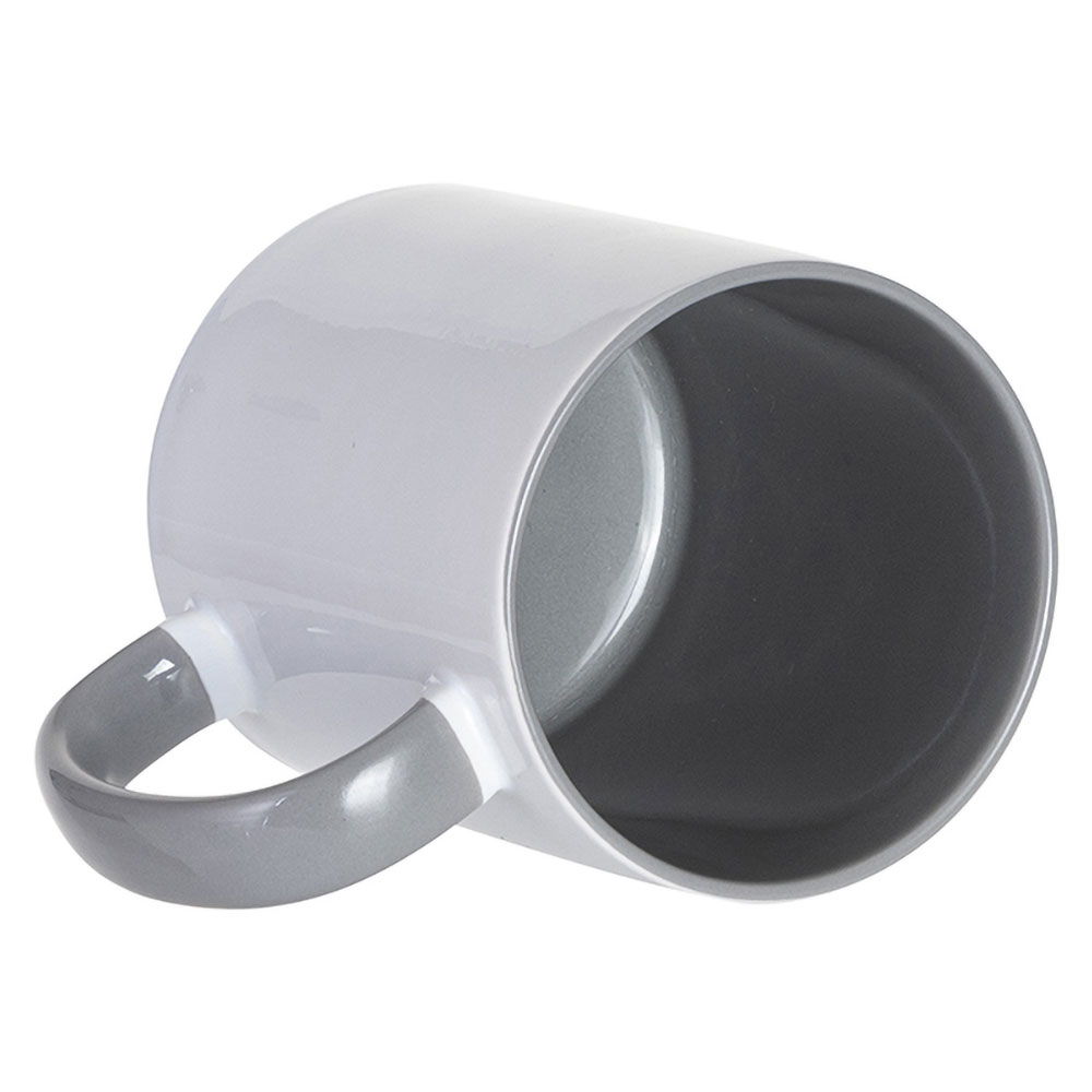 blank grey inner color mug on its side