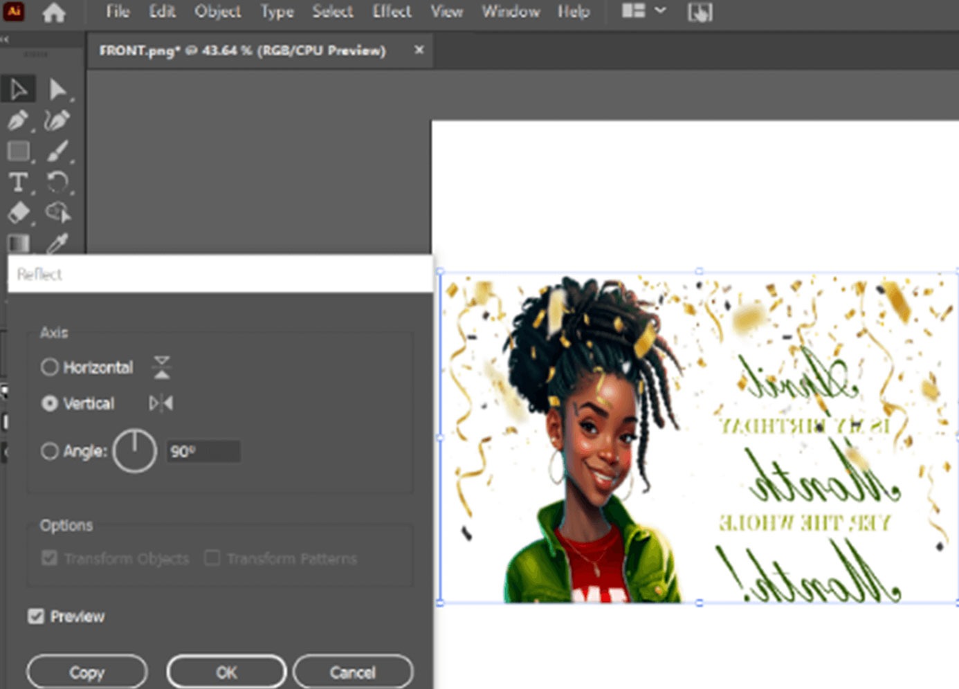 mirroring artwork in illustrator design software