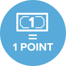 Earn points $1.00 = 1 point