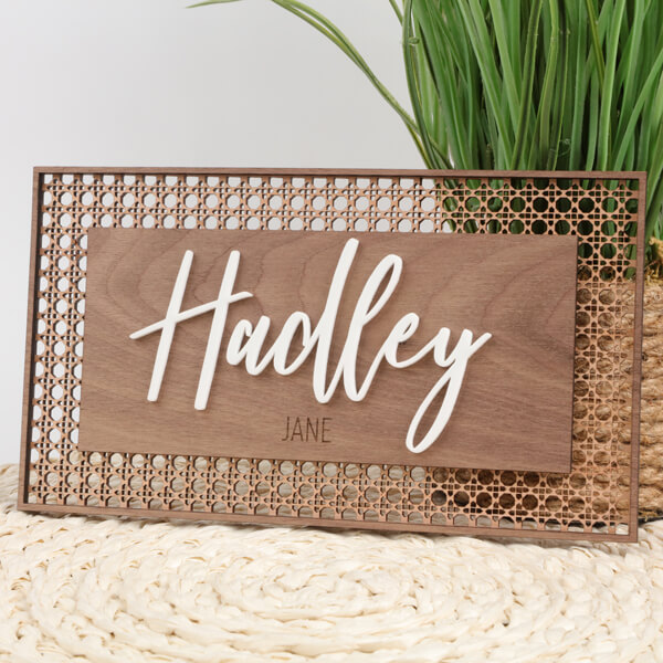 Laser project: wood and acrylic engraved name sign