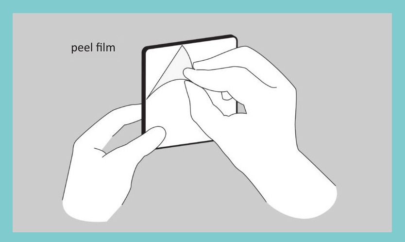 Illustration of how to peel the film from the coaster for step 2