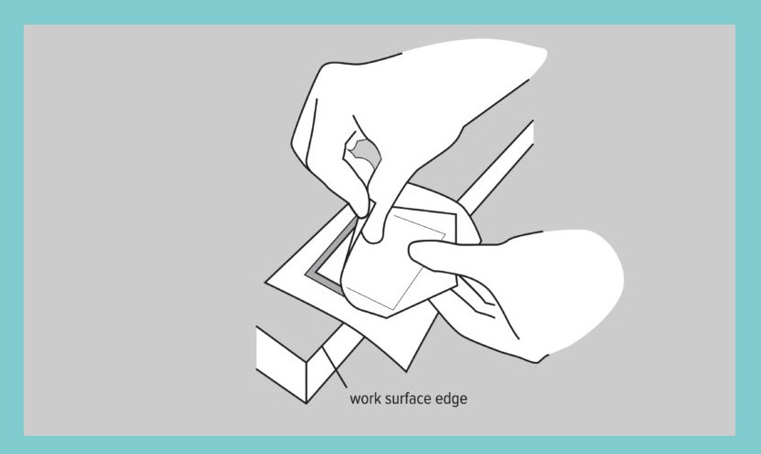 Illustration of lining up the ornament for step 6